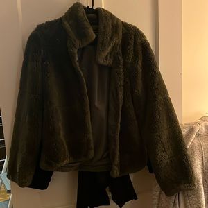 Super fun olive furry jacket